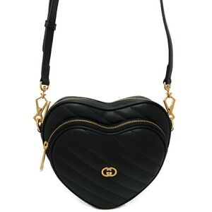GUCCI Interlocking GG Heart Shoulder Bag Black
